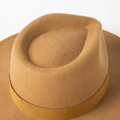 New British 100% Wool Fedoras Hat Women Retro Jazz Top Bow Felt Hat Men