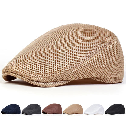 Men Mesh Breathability Newsboy Caps British Painters Hats