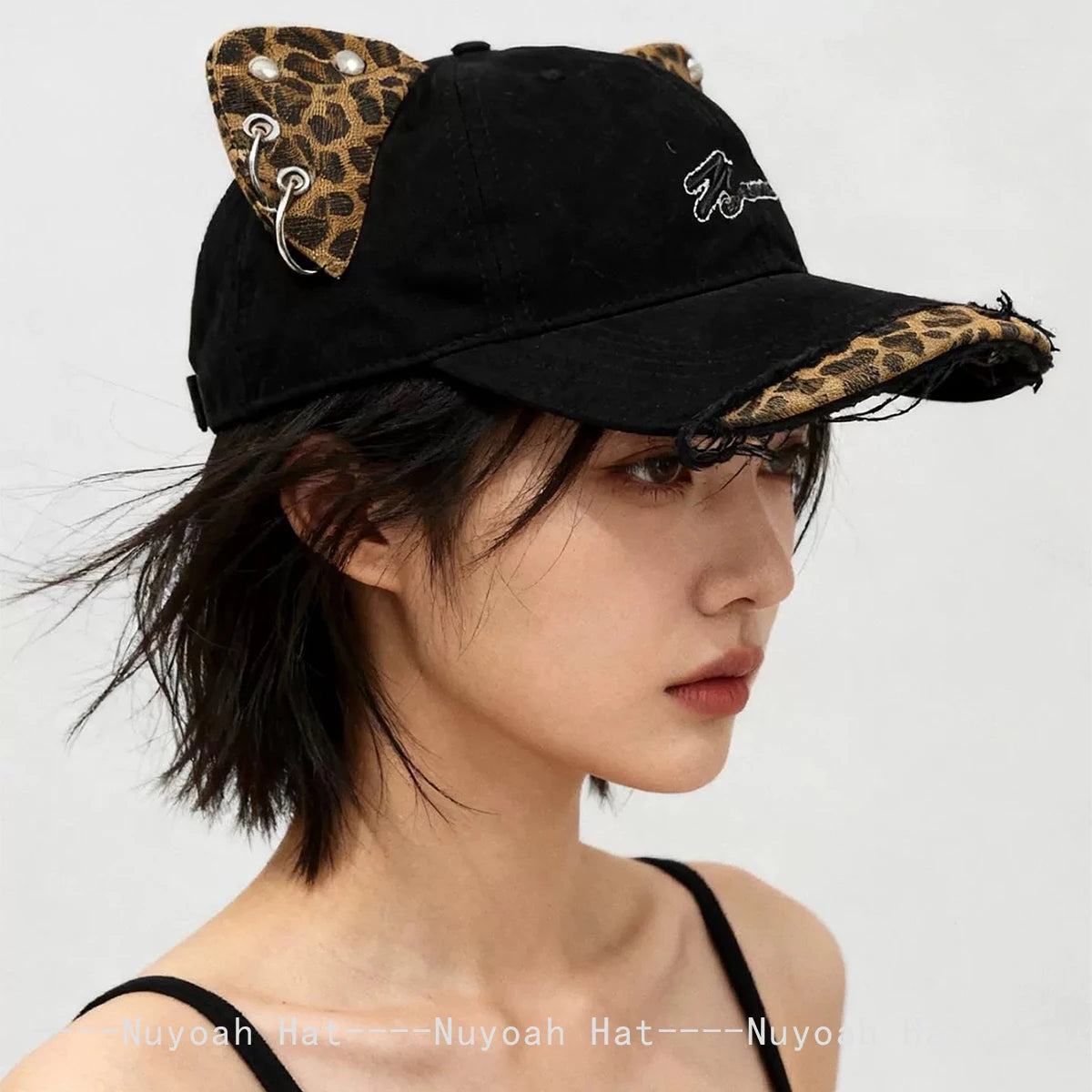 Unisex Street Style Rivet Leopard Print Baseball Cap