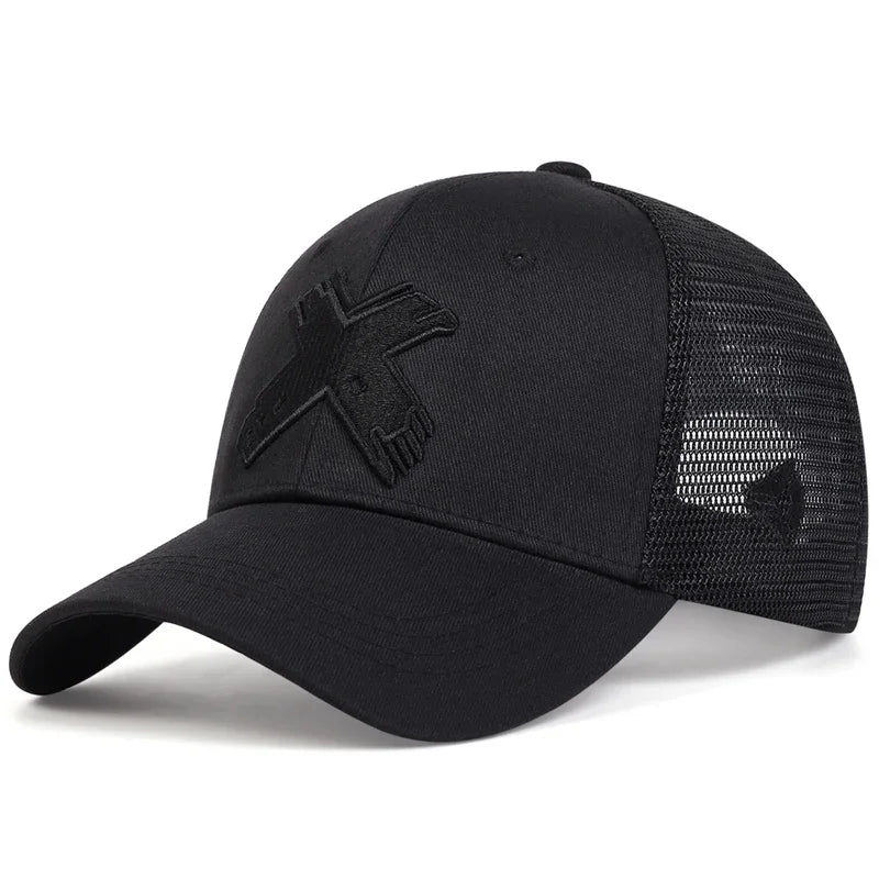 Unisex X Letter Embroidery Baseball Net Caps Spring Summer