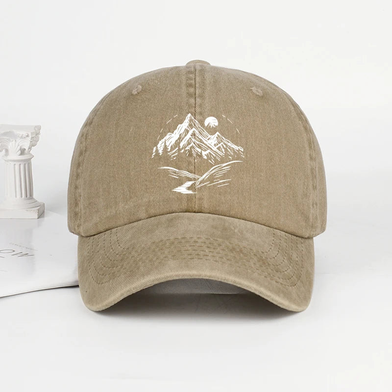 Mountain Landscape Washed Baseball Cap