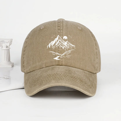 Mountain Landscape Washed Baseball Cap
