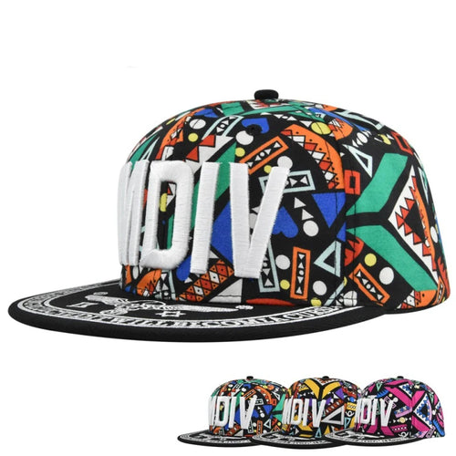 Unisex Colorful Geometric Print Snapback Cap Flat Brim Adjustable Hip Hop Street Baseball Hat Multi Colors Available