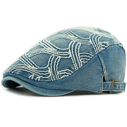 Vintage Artist Painter Beret Hat Male Female Adjustable Denim Beret Cap