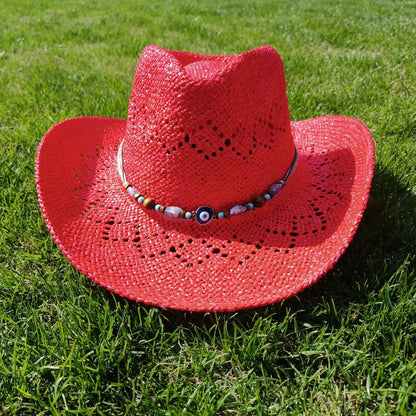 Summer Straw Cowboy Hat Hollow Woven Straw Hat
