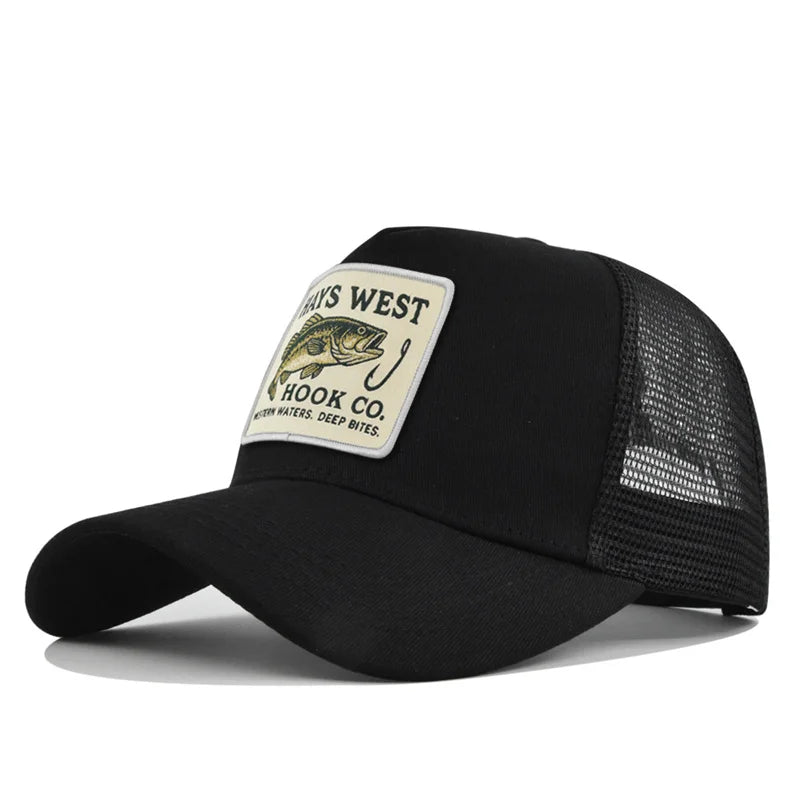 High Quality Fishing Embroidery Baseball Cap Outdoor Fishing Snapback Mesh Hat Sunshade Trucker Hat