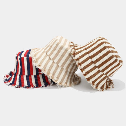 Woven Striped Brushed Edge Fisherman Hat