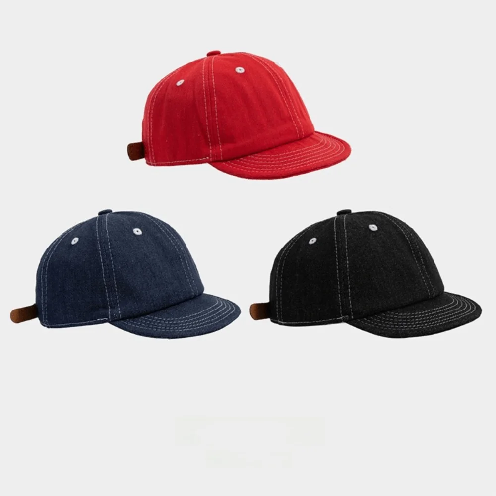Vintage Denim Baseball Cap Short Brim Hip-Hop