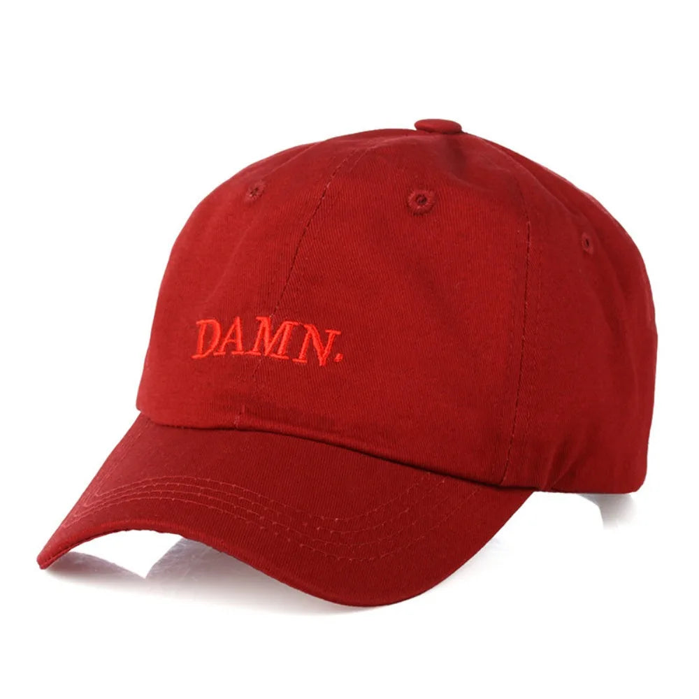 Letter DAMN Embroidery Baseball Cap Stitched Adjustable Washed Cotton Baseball Hip Hop Sunscreen Hat