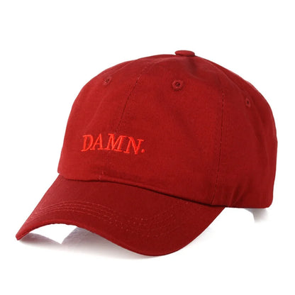 Letter DAMN Embroidery Baseball Cap Stitched Adjustable Washed Cotton Baseball Hip Hop Sunscreen Hat
