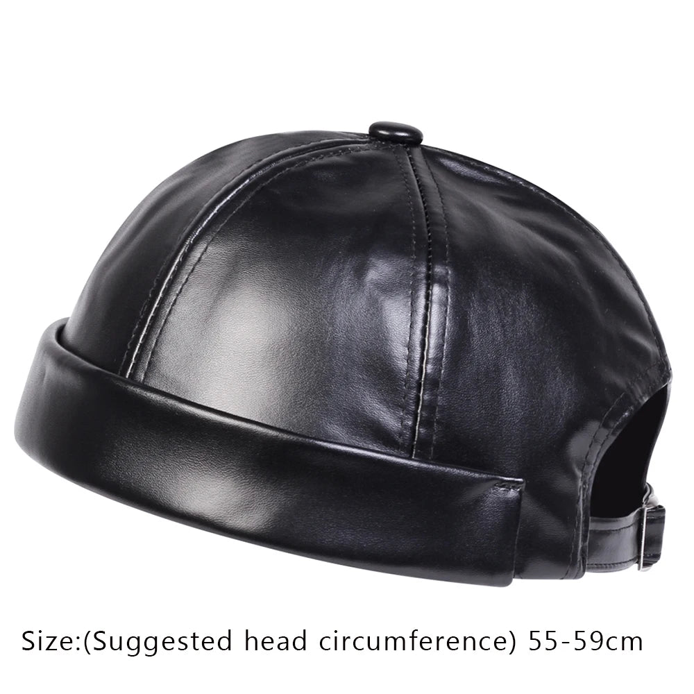 British Style Berets Visor Pu Leather Flat Top Hat