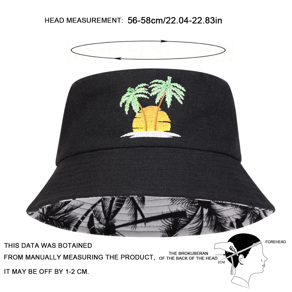 Unisex Sunset Coconut Tree Panama Fisherman Hat for Men Women Bucket Hat
