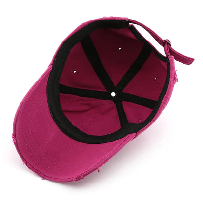 Custom Logo Washed Ripped Denim Baseball Cap