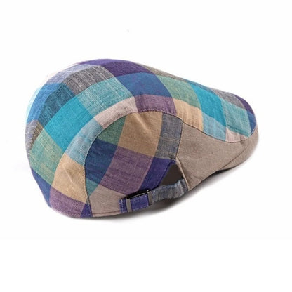 Classic Colorful Plaid Berets Thin Button Adjustable Newsboy Caps