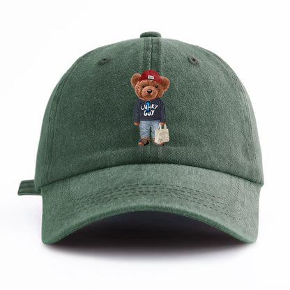 1pc Tote-bag Bear Print Washed Baseball Cap for Adults