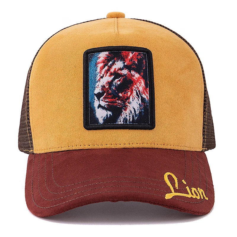 Unisex Lion Pattern Patch Suede Hat Spring Summer Baseball Cap For Men Women ﻿