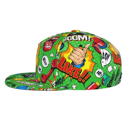 American Pop Art Comic Book Snapback Hat Flat Bill Hat Baseball Caps Adjustable Flat Brim Hip Hop Hats