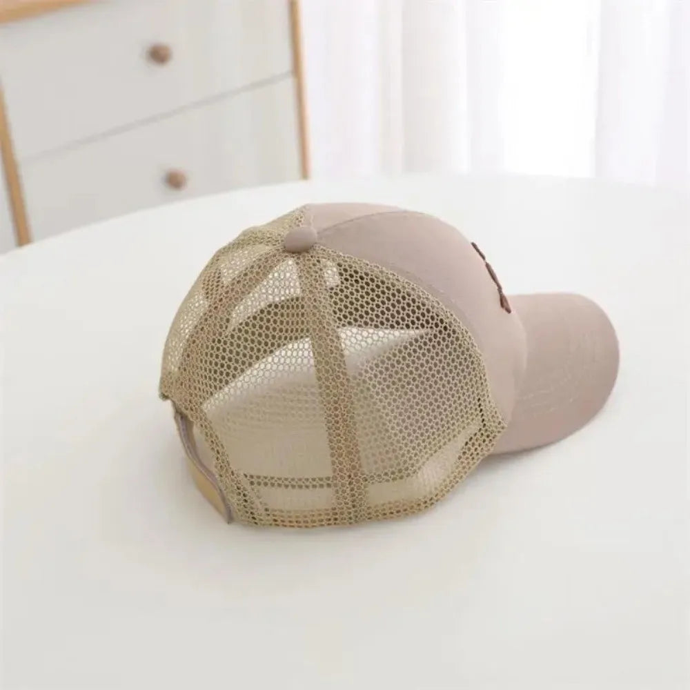 New Solid Color Baby Baseball Cap Breathable Mesh Adjustable Peaked Hat Sun Embroidery Sun Hats