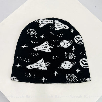 New Men Women Interesting Rocket Planet Jacquard Knitted Hats