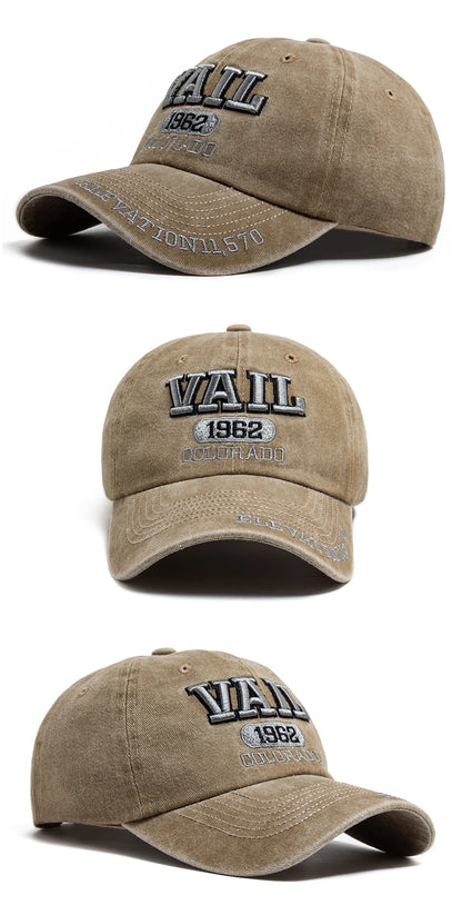 Men's Baseball Cap Fashion Vail Letter Embroidered Cotton Soft Top Women Hats