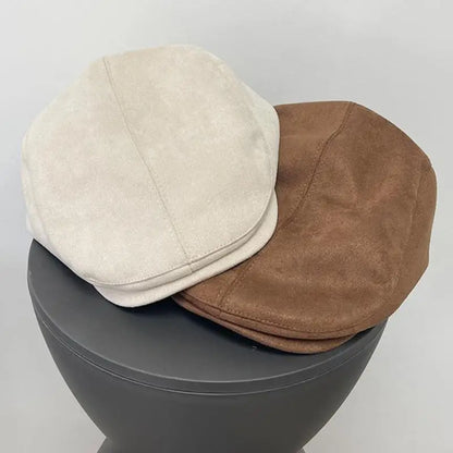 Peaked Cap Suede Visor Women's Cap British Style Newsboy Cap