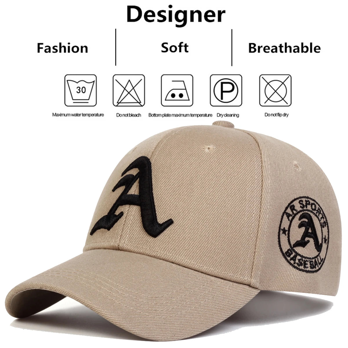 Unisex Gothic Letter A Embroidery Baseball Caps Autumn Outdoor Adjustable Casual Hats Sunscreen Hat