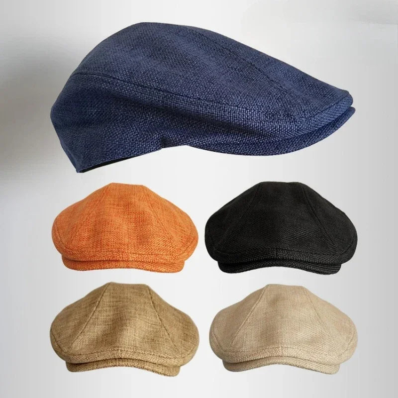 Big Size Summer Linen Solid Newsboy Caps