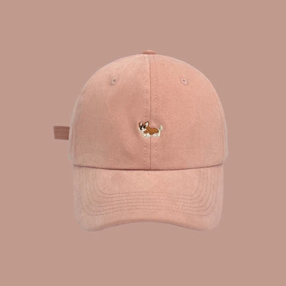 Dog Embroidery Baseball Hat For Men Women Cotton Solid Color Peaked Cap
