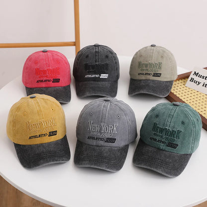 Retro Letter Kids Baseball Cap Fashion Color Block Children Peaked Hat  Sunshade Visors Sport Duck Caps