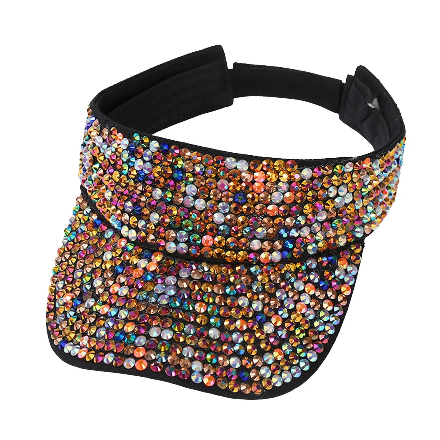 Glitter Visor Shiny Rhinestones Sport Cap Solid Empty Top Hats