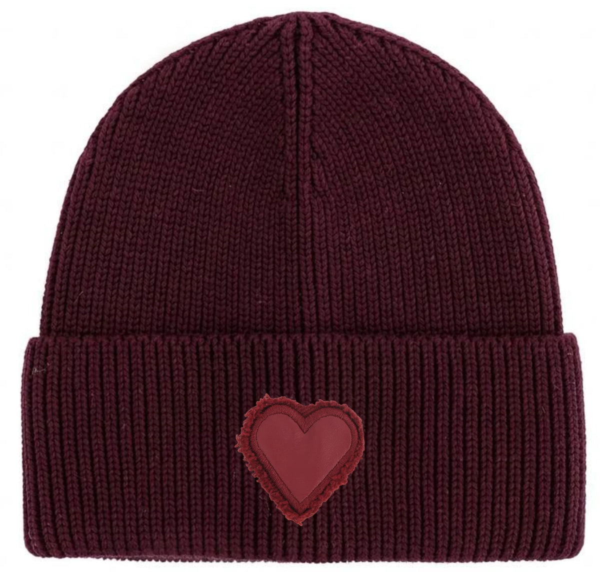 Winter Cotton Knitted Beanies Leather Heart Outdoor Hat Children Hats