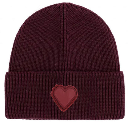 Winter Cotton Knitted Beanies Leather Heart Outdoor Hat Children Hats