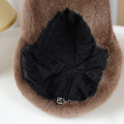 Fashion Solid Color Fluffy Faux Fur Baseball Hat