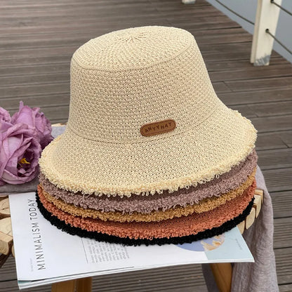 Summer Straw Hat Women Sun Protection Bucket Hat