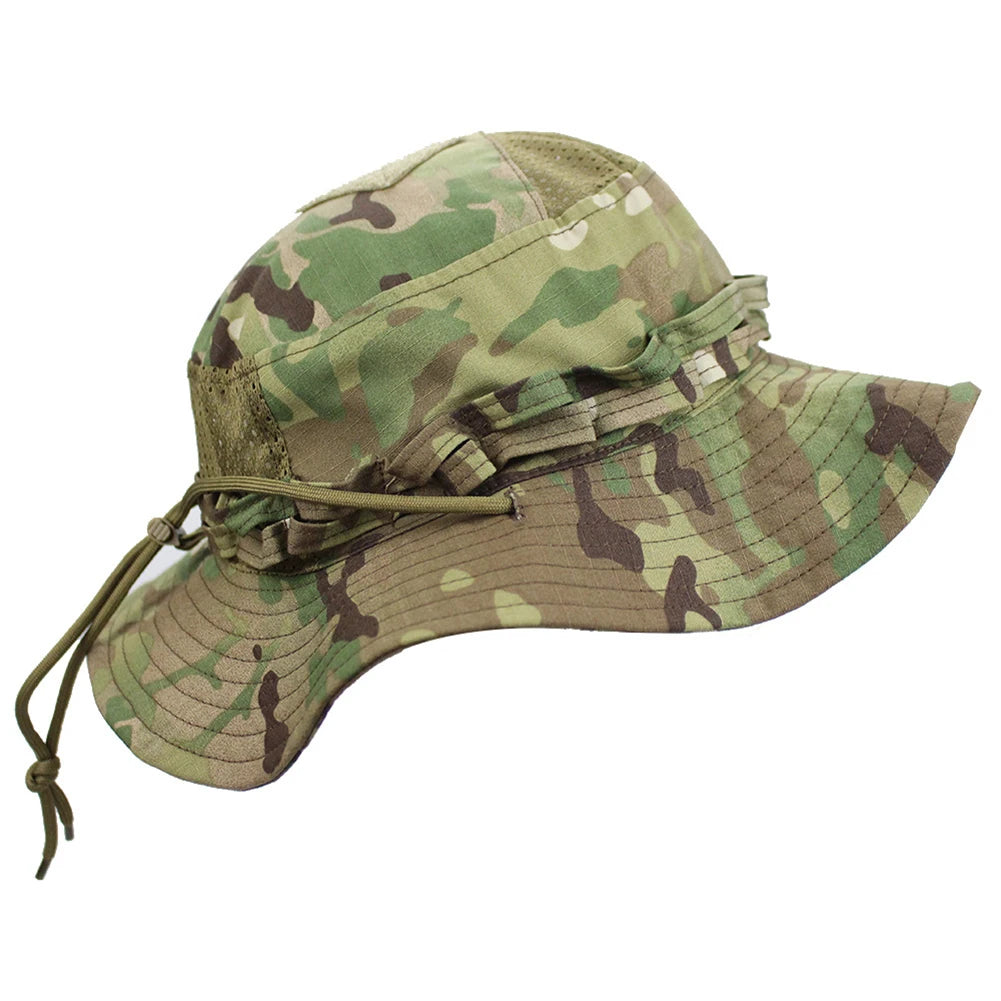 Camouflage Enthusiasts Square Pocket Camo Bonnie Cap US Bucket Benny Hats Fishing