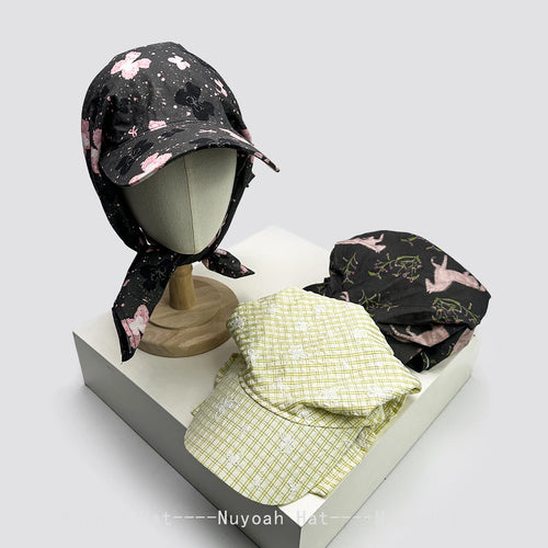 Korean Plaid Butterfly Horse Bandhnu Visors Hats