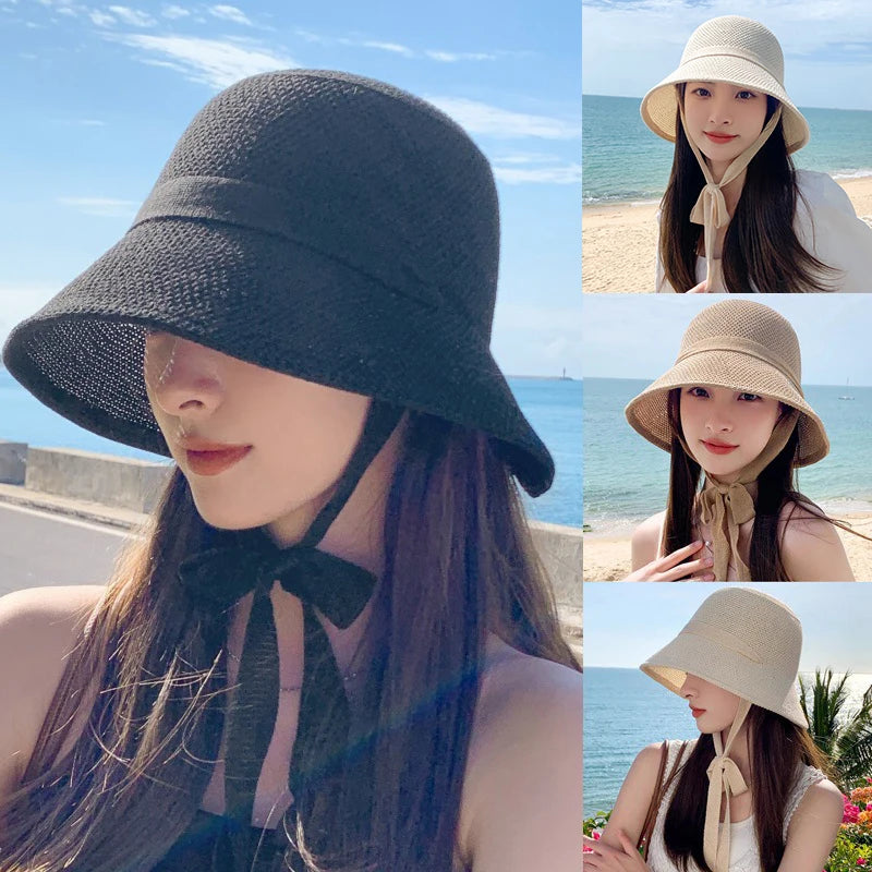 Women Summer Breathable Straw Hat Large Brim Adjustable