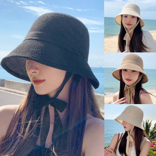 Women Summer Breathable Straw Hat Large Brim Adjustable