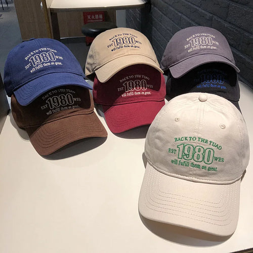 Fashion Solid Color Baseball Hat for Women Cotton Letter Embroidery