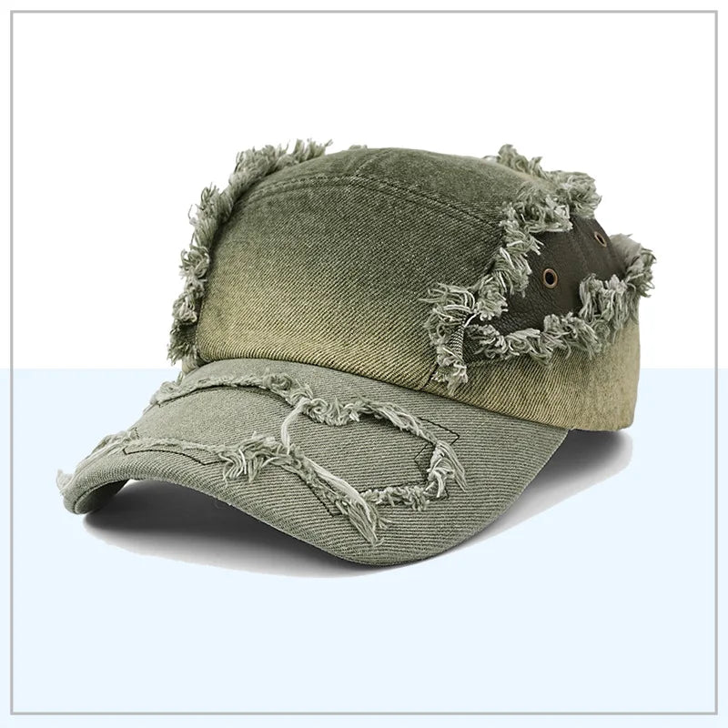 Dyed Denim Baseball Cap Outdoor Patchwork Baseball Cap