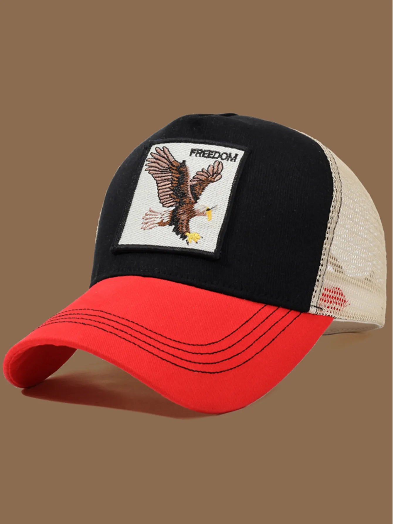 Unisex Trucker Cap with Eagle Embroidery & Applique - Suitable for Daily Casual Wear