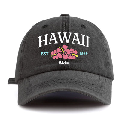 1pc Hawaii Print Washed Baseball Cap for Adults