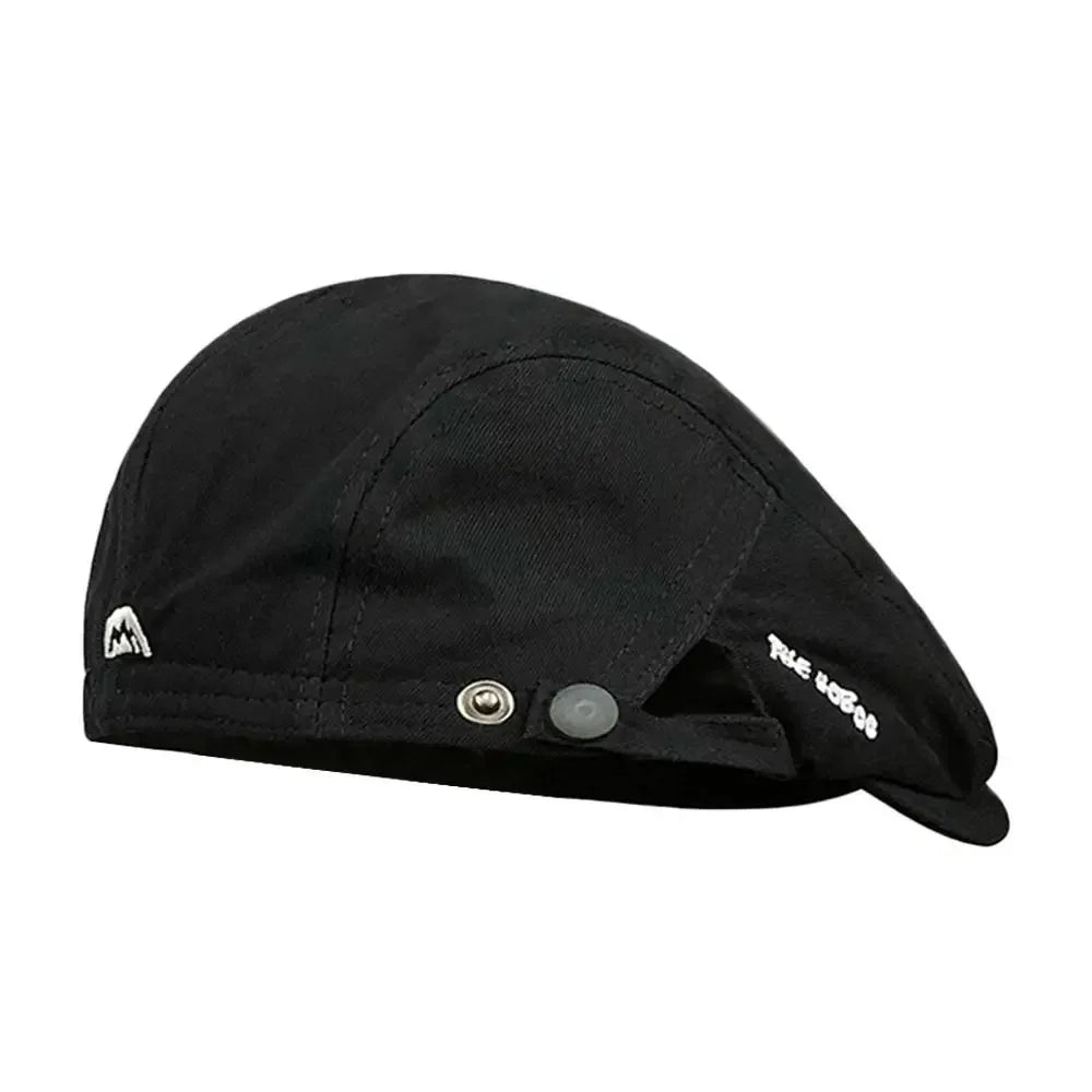 Casual Embroidered Cotton Beret Hat - Vintage Soft Reversible Newsboy Flat Cap
