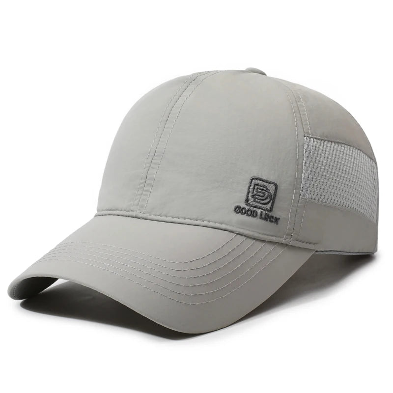 Men Quick Dry Baseball Cap Breathable Mesh Sun Hat Lightweight Adjustable
