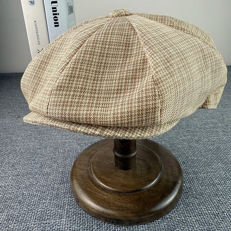Summer Beret Homme Flax Newsboy Caps Breathable Octagonal Hat