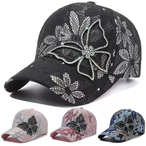 Unisex Lace Hot Diamond Butterfly Baseball Caps