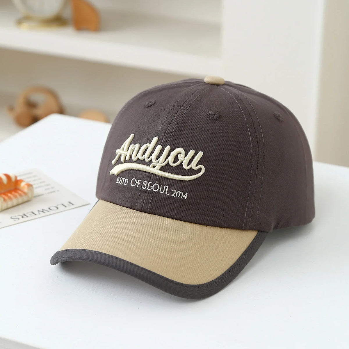Children's Baseball Cap With 'And You Estd Of Seoul 2014' Embroidery Adjustable Sun Hat