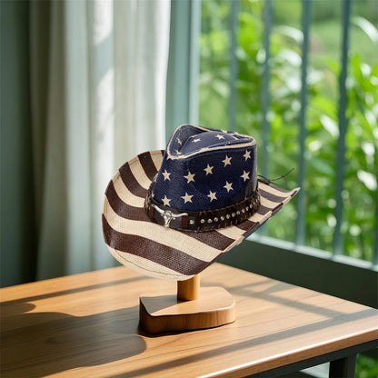 American Flag Cowboy Hat For Women Men Patriotic Western Cap