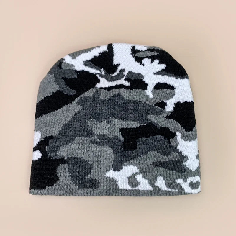 European Camouflage Knitted Hats Color Block