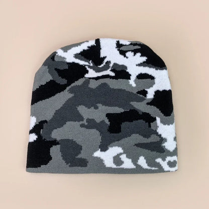 European Camouflage Knitted Hats Color Block